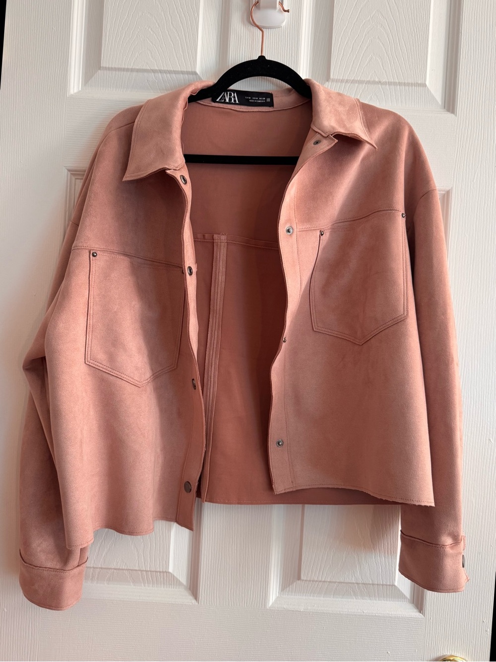 ZARA Pink Rose Faux Suede Shacket Jacket Medium M
